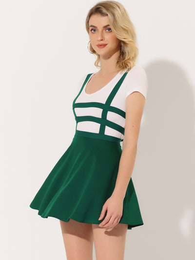 Pleated Overall A-Line Elastic Waist Kawaii Braces Suspender Skirt