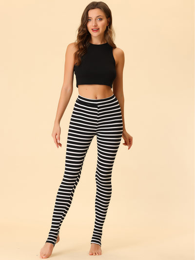 Striped Printed High Elastic Waist Party Yoga Stirrup Pants Leggings