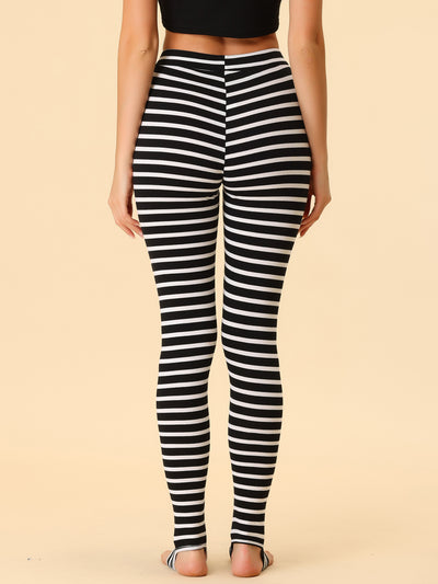 Striped Printed High Elastic Waist Party Yoga Stirrup Pants Leggings