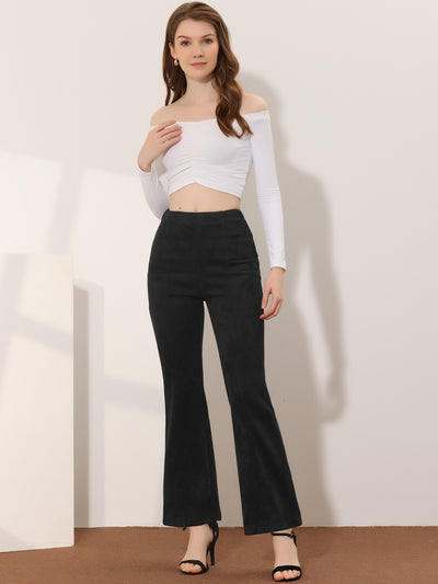 Faux Suede Wide Leg Casual Business Flared Bell Pants