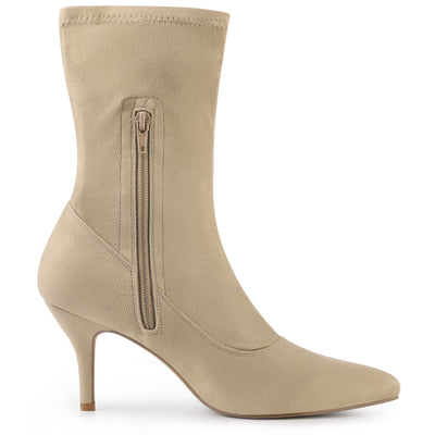 Pointy Toe Stretch Sock Stiletto Heel Ankle Boots