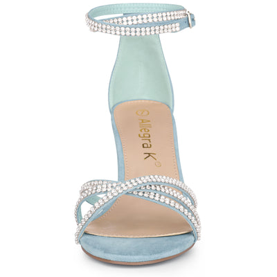 Rhinestones Strappy Chunky Heel Sandals