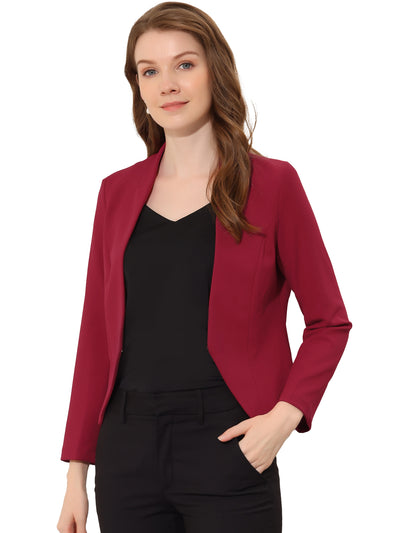 Solid Color Collarless Cropped Office Blazer Jacket