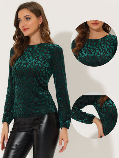 Polka Dots Burn-Out Long Sleeve Velvet Top