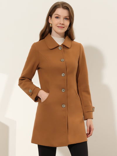 Winter Peter Pan Collar Mid-thigh A-line Single Breasted Pea Coat