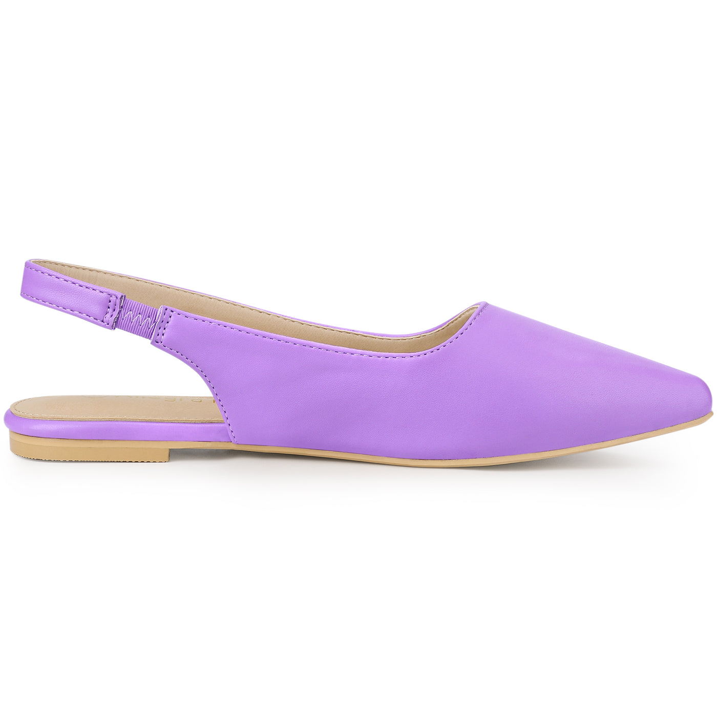 Allegra K Faux Leather Pointed Toe Slingback Slip On Flat Pumps