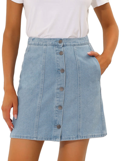 Casual Short Button Down Jeans Skirt