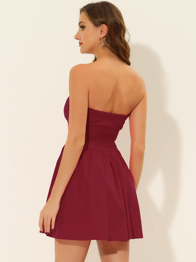 Strapless Sweetheart Neck Fit And Flare Mini Dress