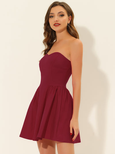 Strapless Sweetheart Neck Fit And Flare Mini Dress