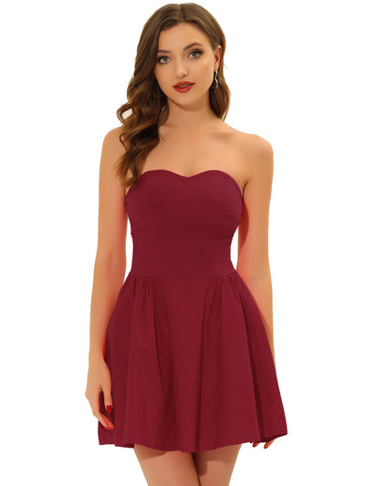 Strapless Sweetheart Neck Fit And Flare Mini Dress