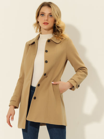 Peter Pan Collar Single Breasted Overcoat Winter Pea Coat