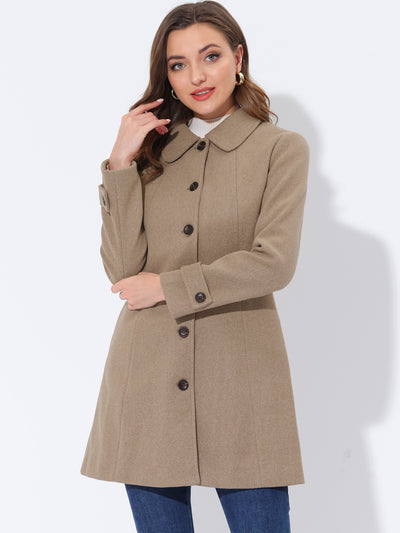 Peter Pan Collar Single Breasted Overcoat Winter Pea Coat