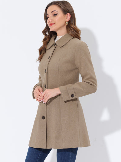 Peter Pan Collar Single Breasted Overcoat Winter Pea Coat