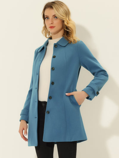 Peter Pan Collar Single Breasted Overcoat Winter Pea Coat