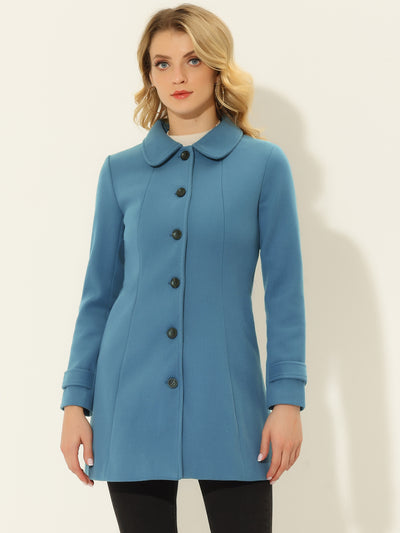 Peter Pan Collar Single Breasted Overcoat Winter Pea Coat