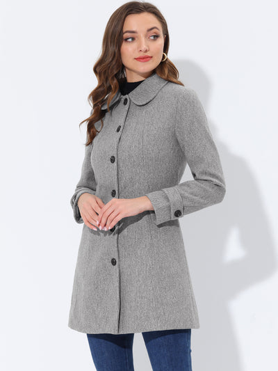 Peter Pan Collar Single Breasted Overcoat Winter Pea Coat