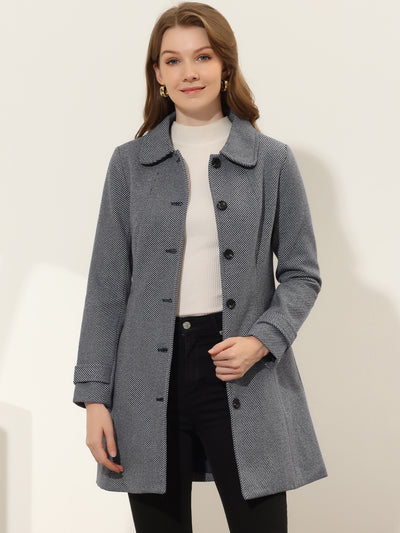 Peter Pan Collar Single Breasted Overcoat Winter Pea Coat