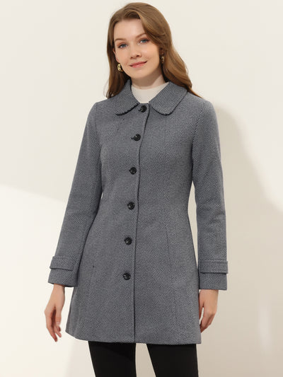 Peter Pan Collar Single Breasted Overcoat Winter Pea Coat