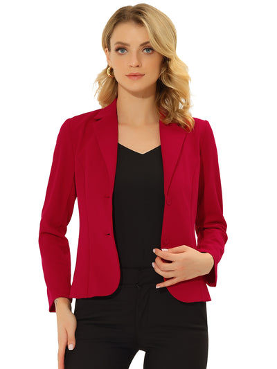 Solid Work Office Lapel Collar Stretch Jacket Suit Blazer