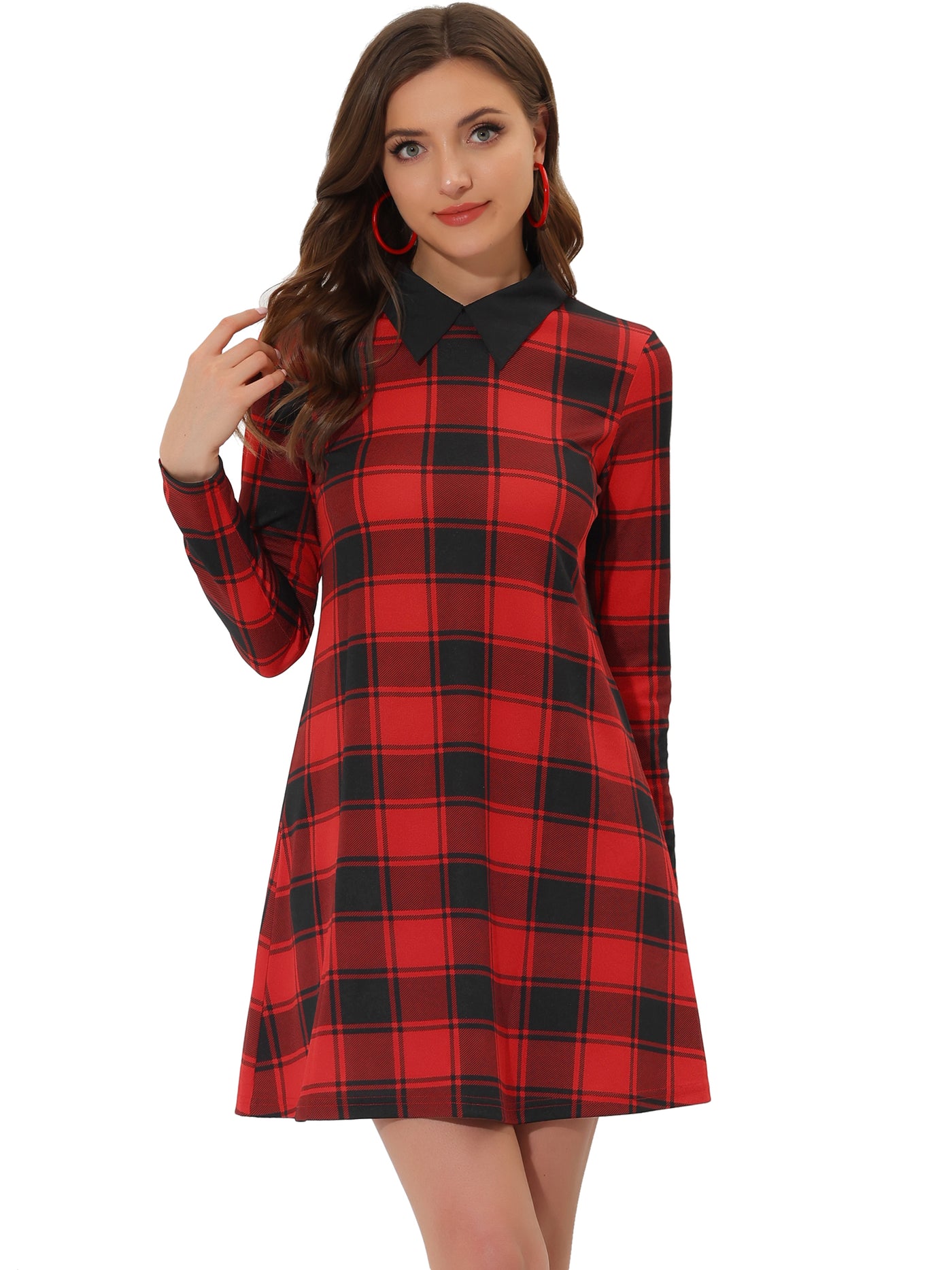 Allegra K A Line Knit Holiday Long Sleeve Above The Knee Dress