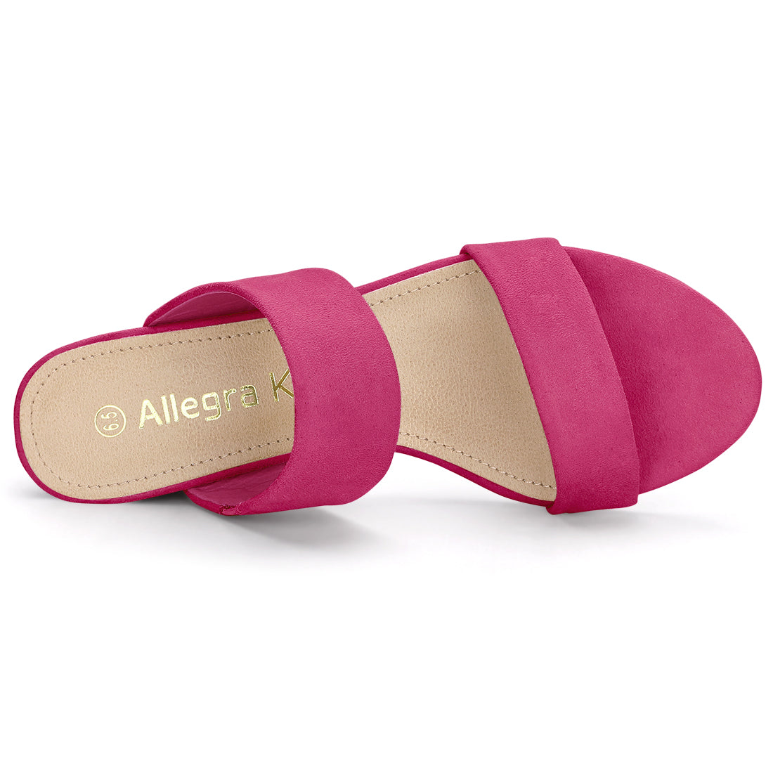 Allegra K Block Heel Round Toe Dual Straps Slide Sandals