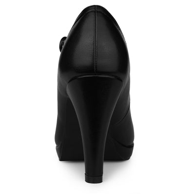 Platform Round Toe Ankle Strap Mary Jane Stiletto Heel Pumps