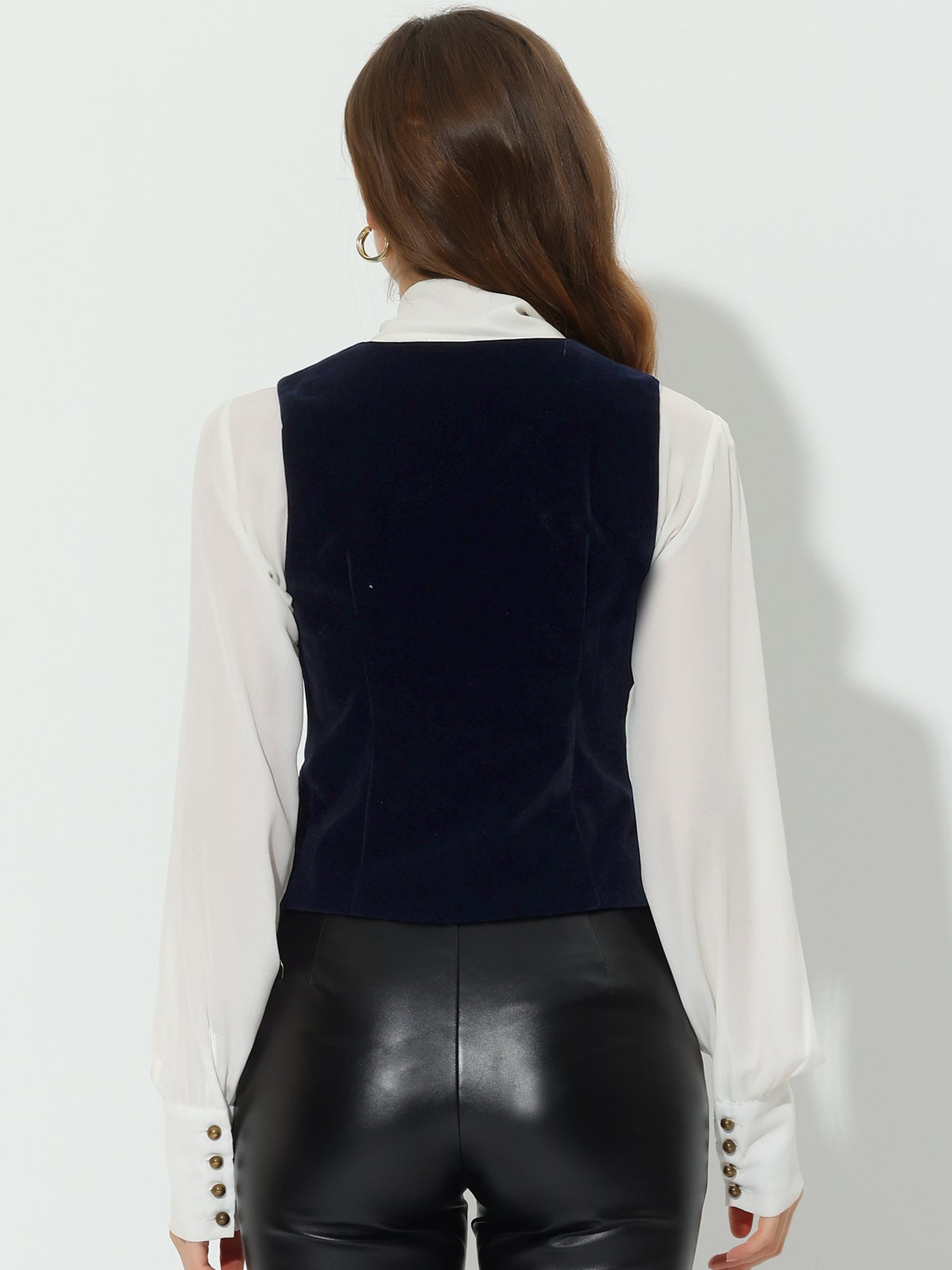 Allegra K Waistcoat Steampunk Velvet Sleeveless Button Down V-Neck Suit Vests