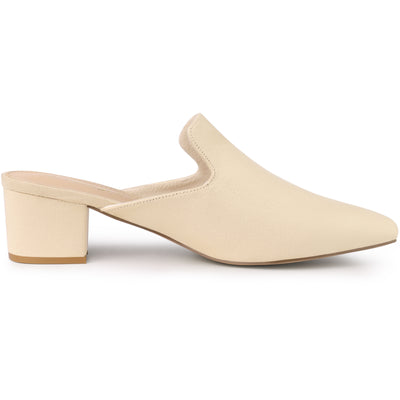 Women's Slip on Pointed Toe Chunky Heels Slide Mules