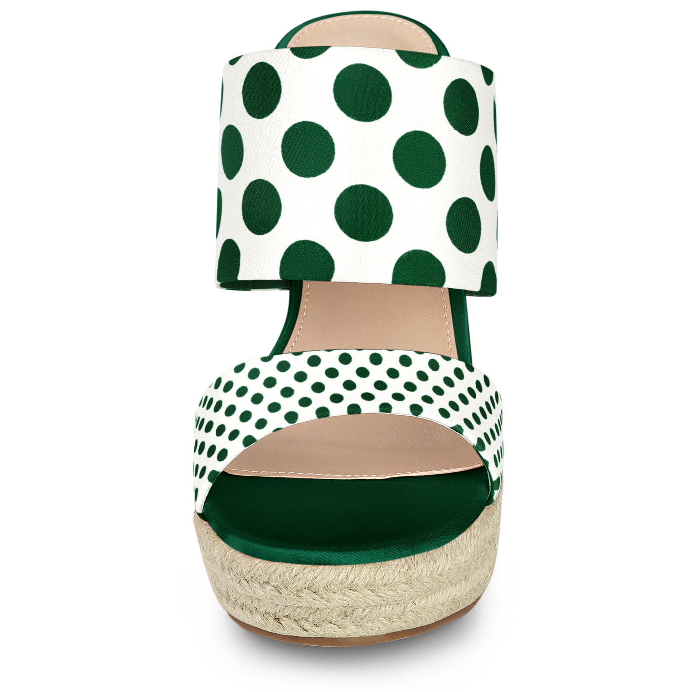 Allegra K Platform Polka Dots Heel Espadrille Wedge Sandals