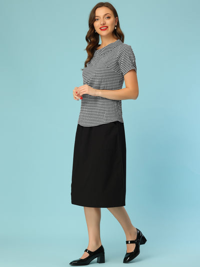 1950s Round Collar Short Sleeve Gingham Tops