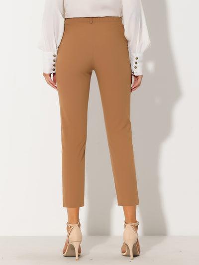 Plaid High Waist Elastic Back Office Work Ankle Pants