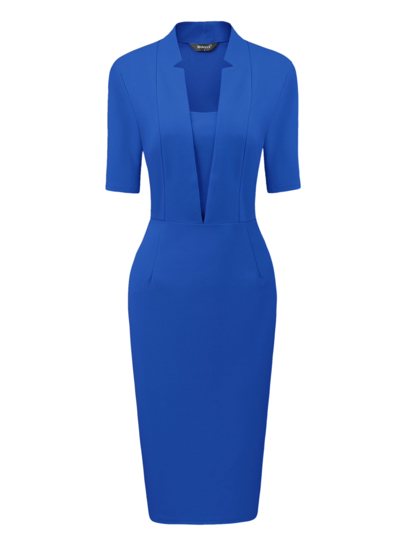 Allegra K Formal Pencil V Neck Short Sleeve Office Bodycon Sheath Dress