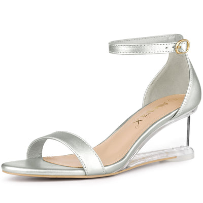 Women's Clear Low Wedge Ankle Strap Heels Wedges Sandals