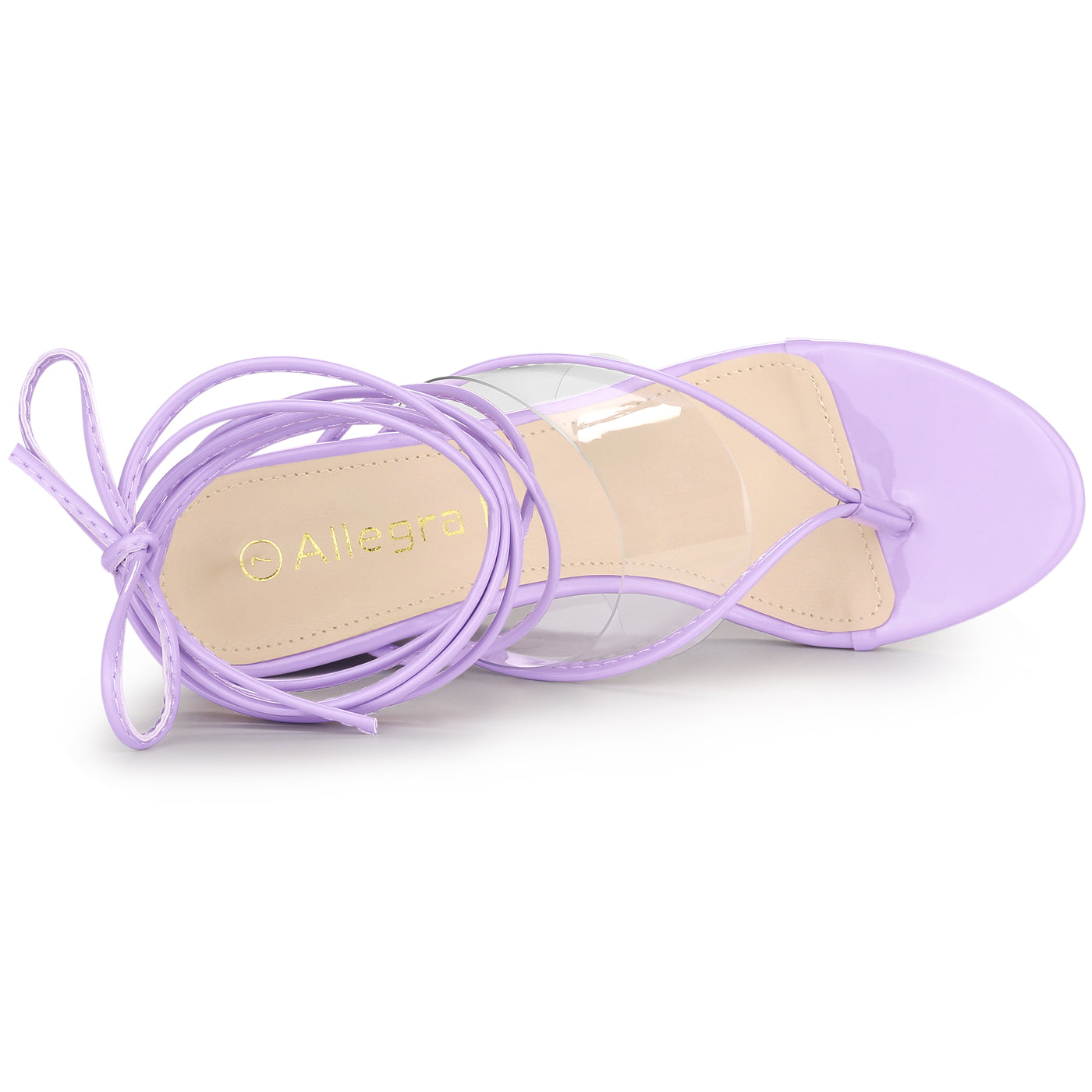 Allegra K Women's Lace Up Clear Strap Flip Flops Wedge Sandals