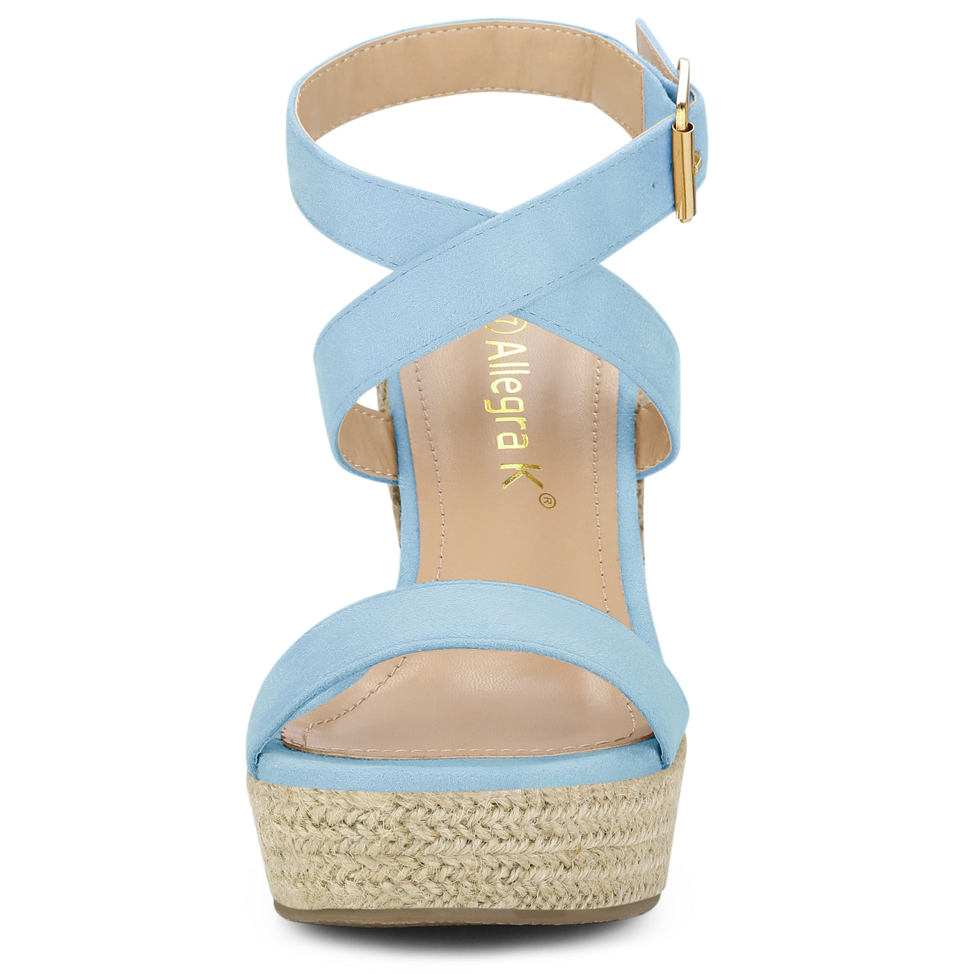 Allegra K Slingback Crisscross Espadrille Wedges Heel Sandals