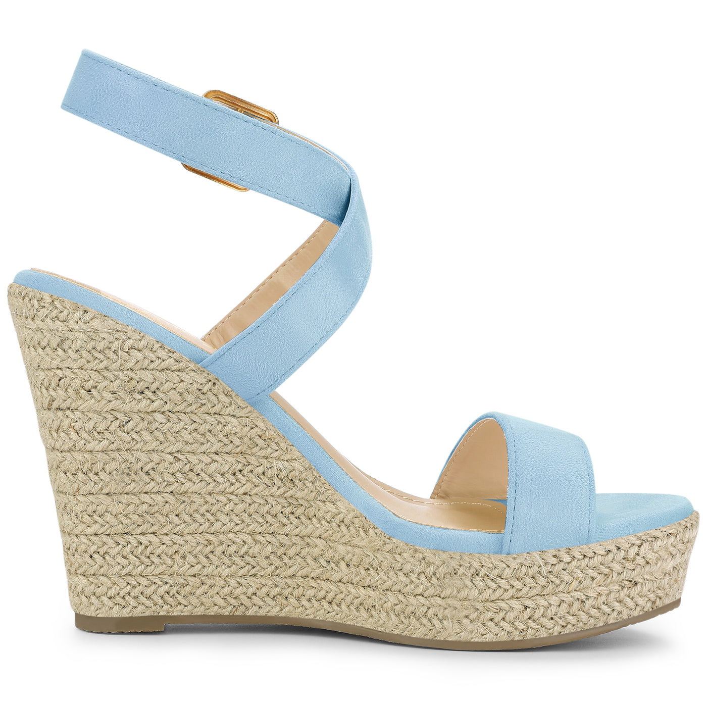 Allegra K Slingback Crisscross Espadrille Wedges Heel Sandals