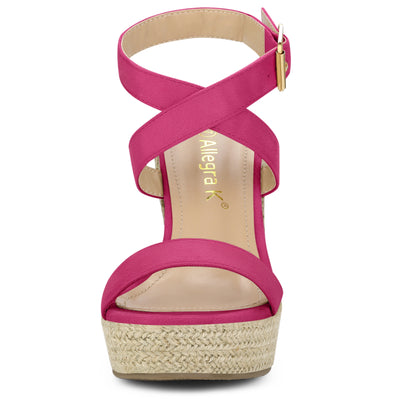 Slingback Crisscross Espadrille Wedges Heel Sandals