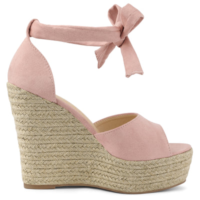 Espadrilles Tie Up Ankle Strap Platform Wedges Sandals