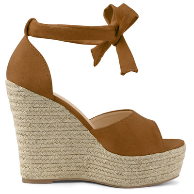 Espadrilles Tie Up Ankle Strap Platform Wedges Sandals