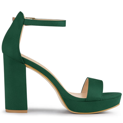 Faux Suede Ankle Strap Platform Chunky Heel Sandals