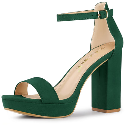 Faux Suede Ankle Strap Platform Chunky Heel Sandals