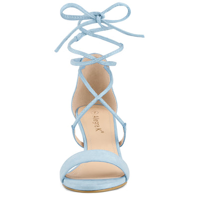 Kitten Heel Lace Up Open Toe Sandals