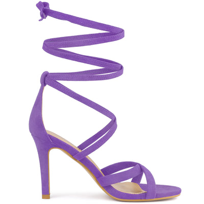 Elegant Cross Strap Lace Up Stiletto High Heel Sandals