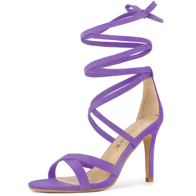 Elegant Cross Strap Lace Up Stiletto High Heel Sandals