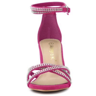 Rhinestones Strappy Chunky Heel Sandals