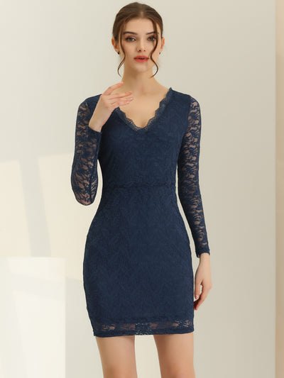 Lace Evening Pencil Long Sleeve Bodycon Mini Dress