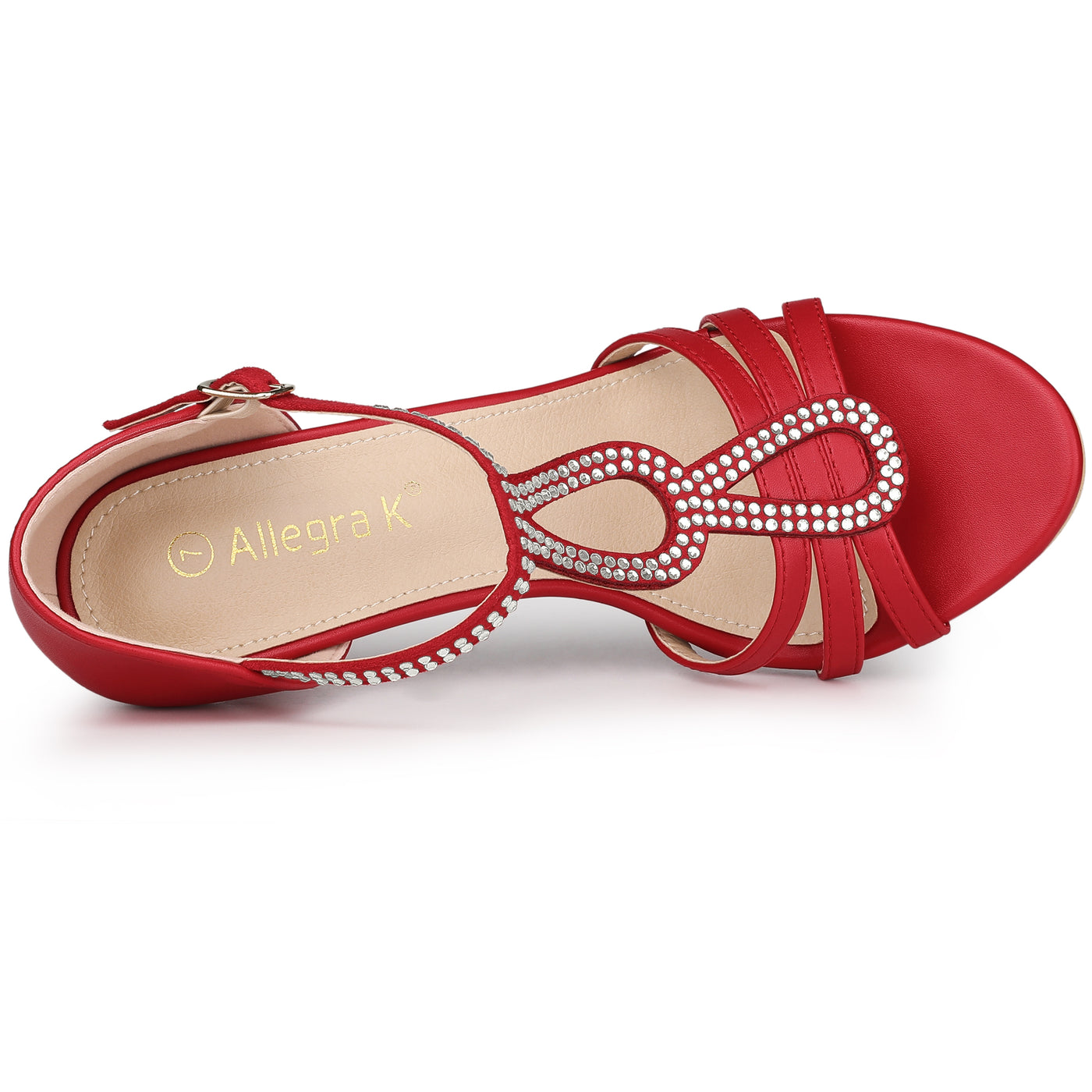 Allegra K Women's Rhinestone Ankle Strap Open Toe Stiletto Heels Sandals