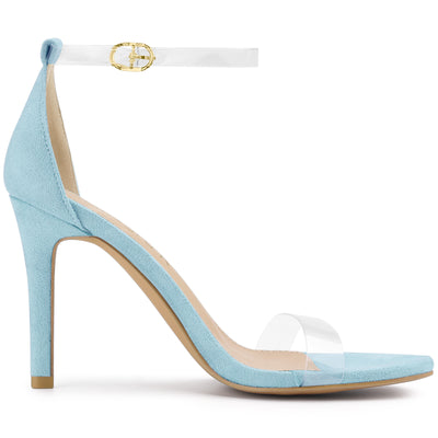 Open Toe Clear Ankle Strap Stiletto Heel Sandals