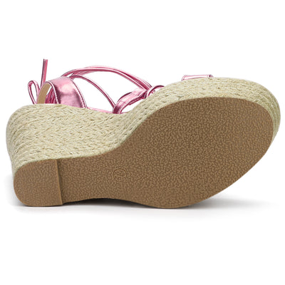 Espadrilles Platform Wedges Heel Lace Up Sandals