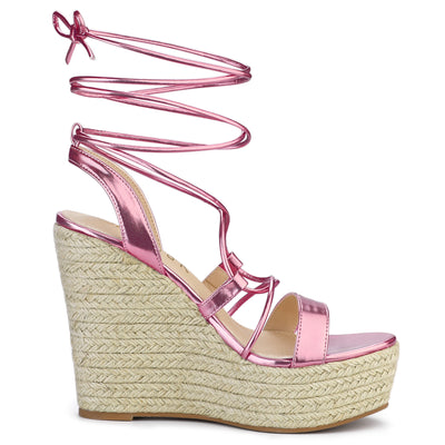 Espadrilles Platform Wedges Heel Lace Up Sandals